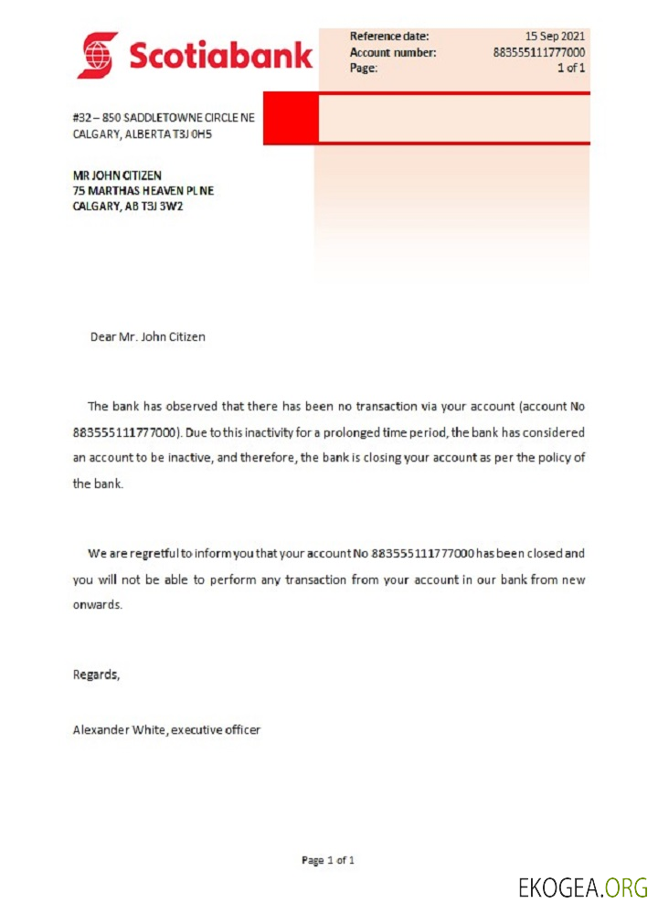 Référence Canada , Scotiabank , closure